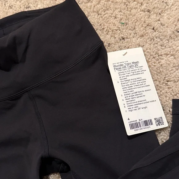 Lululemon 🆕 NWT Athletic Black Wunder Train Mesh Panel HR Tight 25” Leggings - Picture 3 of 5